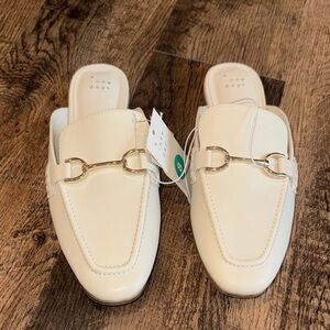 A New Day Women's Cream Mules with Gold Accent